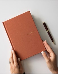 Bespoke Letterpress - Linen Bound Journal - Burnt Clay (Blank Journal)