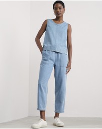 Seasalt - Seasalt Cornwall Blue Sholl Denim-Linen Joggers