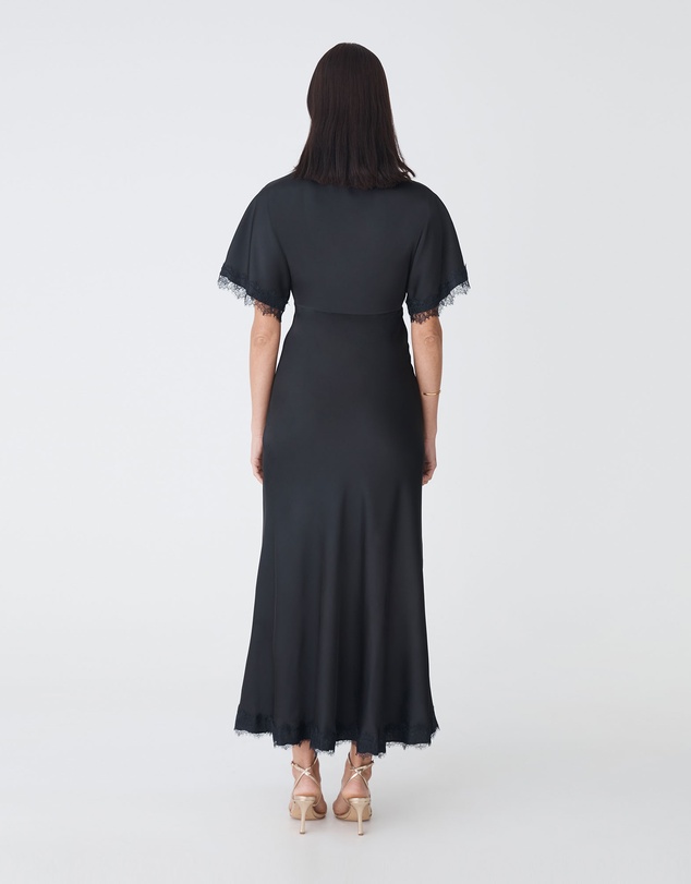 Forcast - Cleo Lace Trim Satin Dress