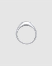 Kuzzoi - ICONIC EXCLUSIVE - Ring Signet ring with Smiling Face Trend Enamel Black in 925 Sterling Silver