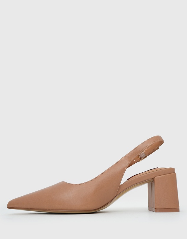 Betts - Wider Fit Kendra Leather Pointed Toe Slingback Pumps
