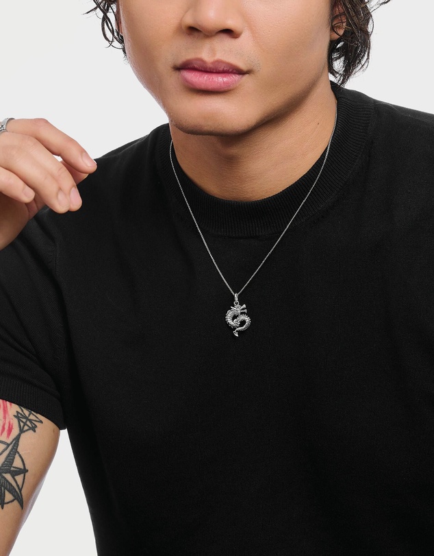 THOMAS SABO - Necklace with dragon pendant black stones