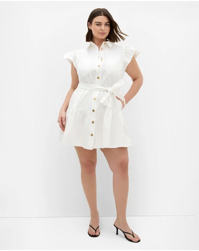City Chic - Plus size Kelise Cotton Mini Dress - ivory