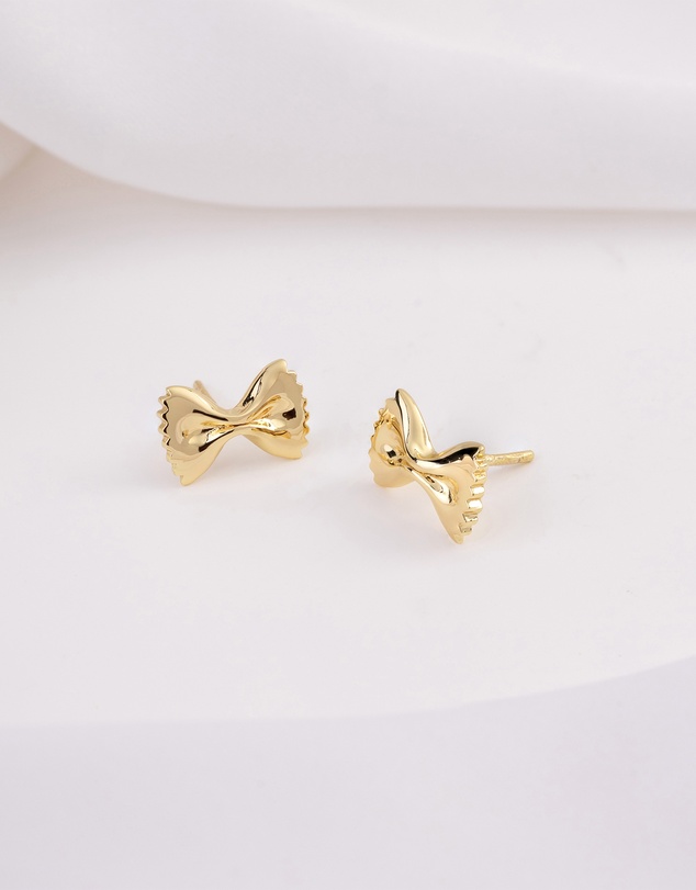 Wanderlust + Co - Bow Tie Pasta Gold Stud Earrings