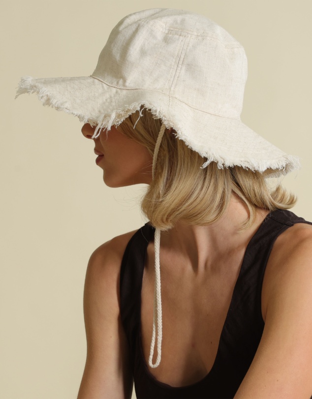 Morgan & Taylor - Cleo Linen-Blend Bucket Hat in Beige
