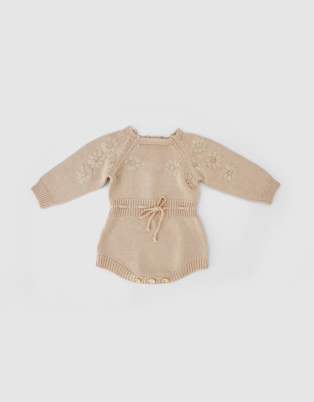 WITH LOVE FOR KIDS - Long Sleeve Knitted Romper - Babies