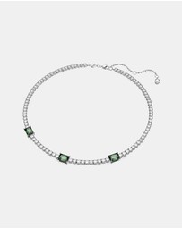 Swarovski - Matrix Tennis necklace, Mixed cuts, Green, Rhodium plated