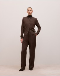 Trenery - Merino Classic Crew Cardigan in Coffee Bean