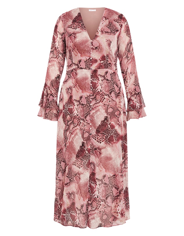 City Chic - Plunge Frill Maxi Dress