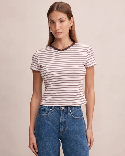 Forever New - Paris High V Neck Baby T-Shirt
