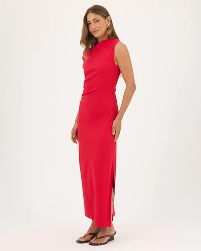 Atmos&Here - Heidi Organic Cotton Rib Off Shoulder Midi Dress