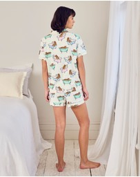 Chelsea Peers - Organic Cotton V Neck Button Up Shorts Set