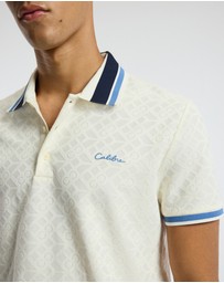 Calibre - Striped Trim Monogram Polo Cream