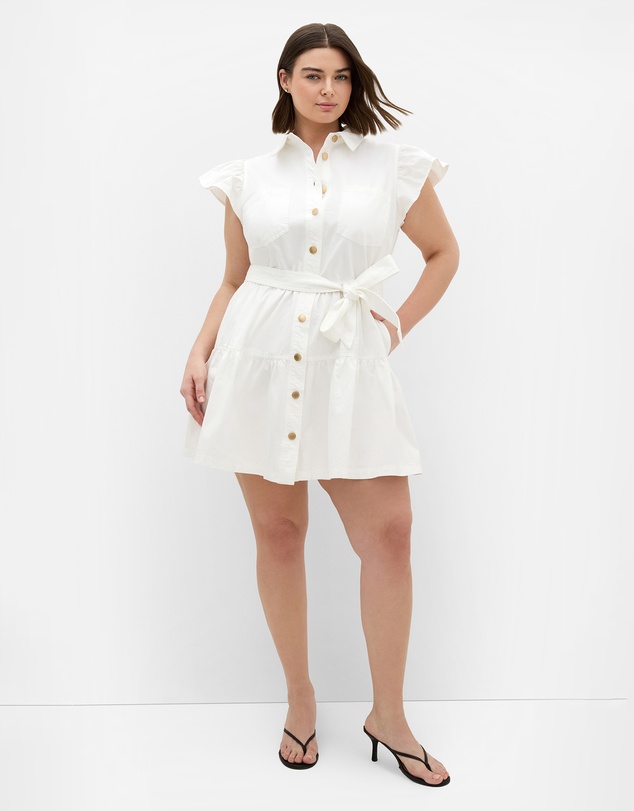 City Chic - Plus size Kelise Cotton Mini Dress - ivory