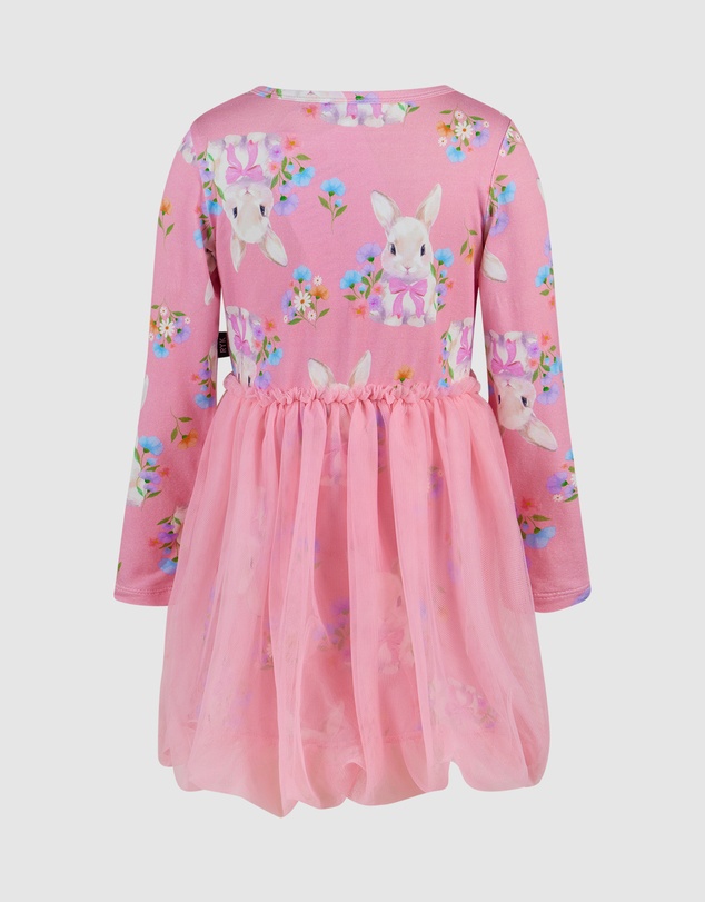 Rock Your Kid - Hunny Bunny Long Sleeve Bubble Dress in Peach