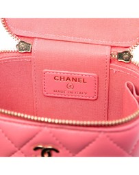 Pre-Loved by Azura Reborn - Pre-Loved Mini Quilted Lambskin Top Handle Vanity Case With Chain