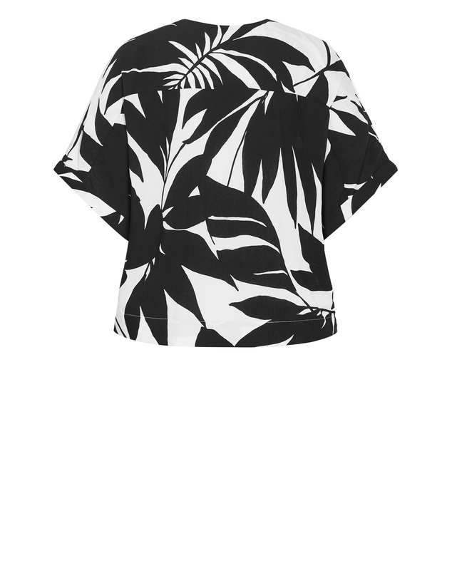 City Chic - Plus size Oasis Print Shirt - black