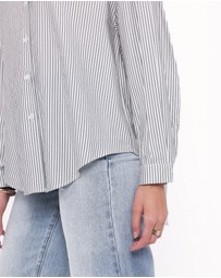 Petal & Pup - Edna Shirt - Charcoal Stripe