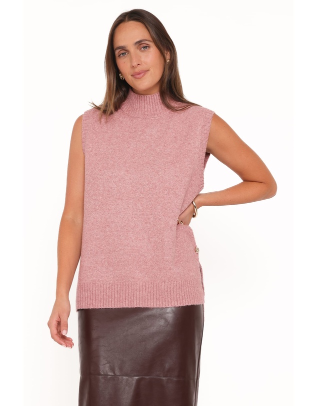Petal & Pup - Freydis Side Button Sweater Top - Rose