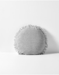 Aura Home - Vintage Linen Fringe Small Round Cushion