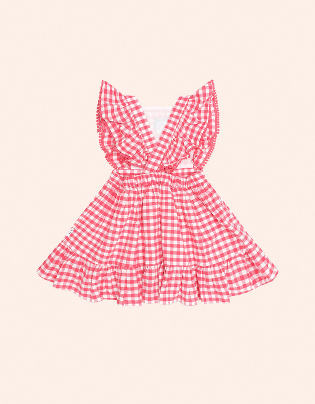 Huxbaby - Cherry Bow Gingham Pinafore Dress - Babies-Kids