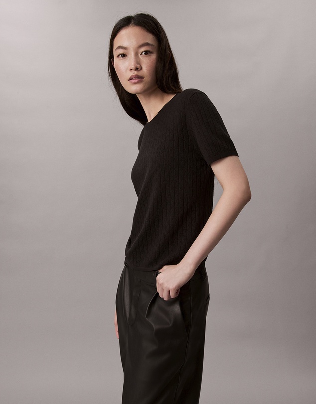 Calvin Klein - Pointelle Cap Sleeve Baby Tee