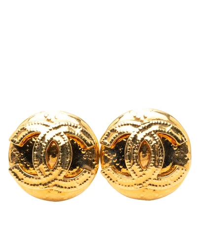 Pre-Loved by Azura Reborn - Pre-Loved Gold Plated CC Round Clip on Earrings