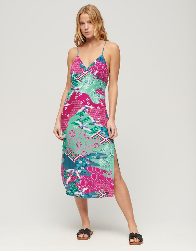 Superdry - Printed Midi Slip Cami Slim Fit Dress