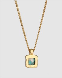 Haze & Glory - ICONIC EXCLUSIVE - Necklace Turquoise Square 925 Sterling Silver Gold-Plated