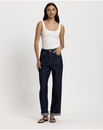 Atmos&Here - Mona Mid Rise Turn-Up Jeans