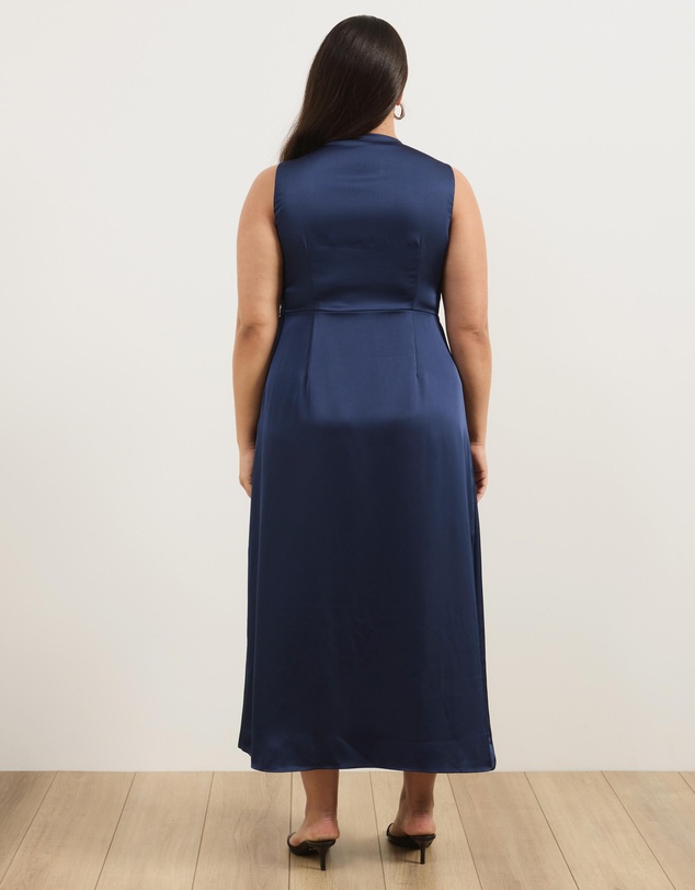 Atmos&Here Curvy - Jasmine Lace Trim Satin Midi Dress