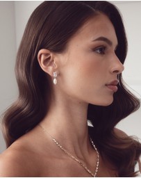 The White Collection - Helena - Freshwater Pearl Gold Bridal Earrings