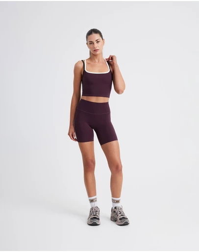 Upstate - Air Sculpt Strappy Layered Tank - Merlot