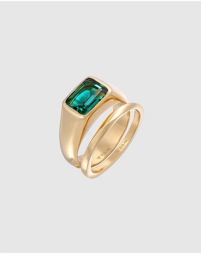 Elli Jewelry - Quartz Ring Set in Gold-Plated 925 Silver
