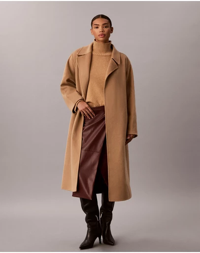 Calvin Klein - Wool Blend Wrap Coat