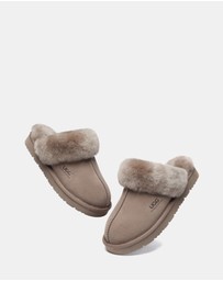 EVERAU - Australian Shepherd Ugg Muffin Slipper Special Cow Suede Upper House Shoes