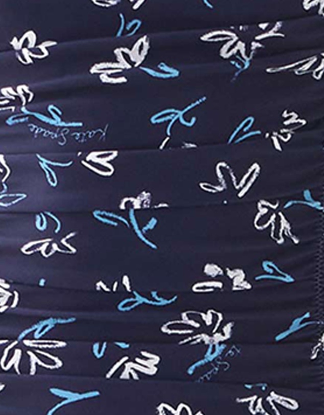Kate Spade - Sketched Blooms Print Shirred Square Neck Swimsuit