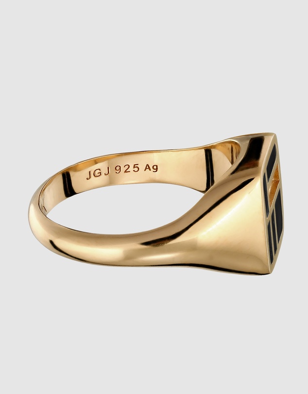 Kuzzoi - ICONIC EXCLUSIVE - Enamel Signet Ring in Gold-Plated 925 Sterling Silver