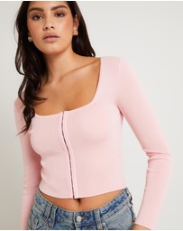 Alice In The Eve - Quinn Hook & Eye Long Sleeve Knit Top