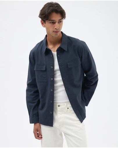 AERE - Utility Pocket Linen Blend Shirt