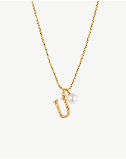 Zahar - Pearl Letter U Necklace