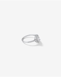 Michael Hill - Pear Shaped Cubic Zirconia Halo and Side Accent Ring in Sterling Silver