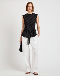 Proenza Schouler White Label - Trina Top in Woven StripeFlou