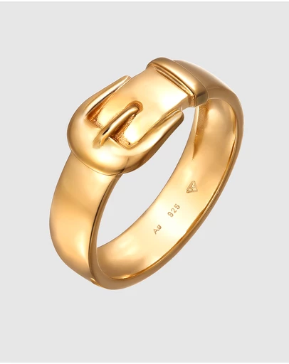Elli Jewelry - Ring Belt Buckle Basic in 925 Sterling Silver Gold Plated