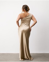 Six Stories - Cowl Front Asymmetrical Satin Bridesmaid Dress