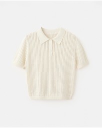 M.N.G - Openwork Knitted Polo-Neck Sweater