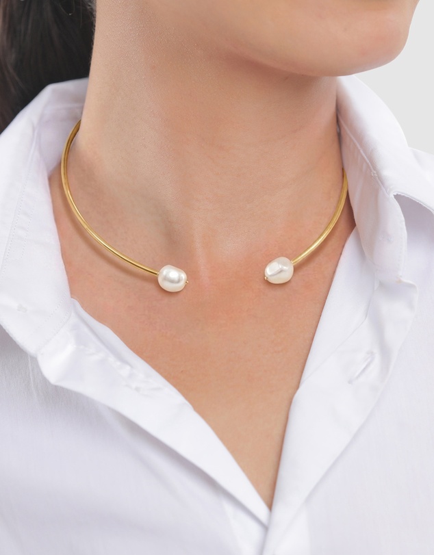Elli Jewelry - Open Pearl Choker in Gold-Plated 925 Sterling Silver