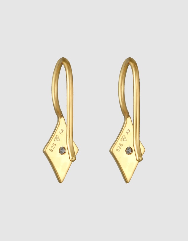 Elli Jewelry - Earrings Ear hanger rhombus elegant with diamond (0,06 ct) in 925 sterling silver gold plated