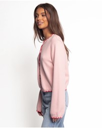 Petal & Pup - Payton Scallop Cardigan - Pink Red