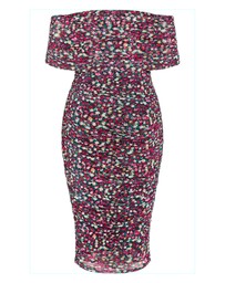 City Chic - Plus Size Dana Mesh Ditsy Print Dress - pink